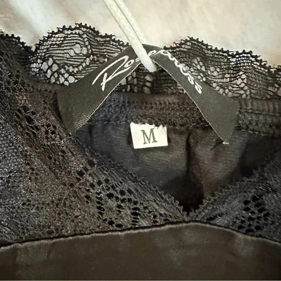 Rosedress Women's Black V-Neck Lace Satin Slip Dress with Straps Size M NWT - Picture 6 of 14